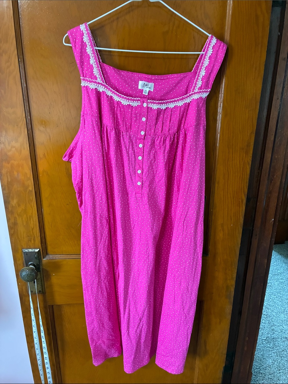❤️ 2/$10 - NWT Dalia Collection Pink Cotton Nightdress w/White Lace Trim